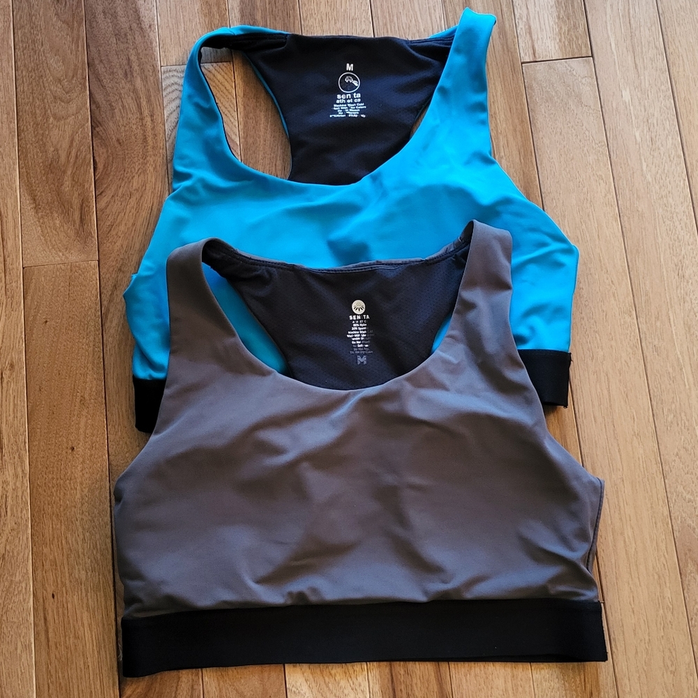 Senita Athletics Blue and Gray Sports Bras